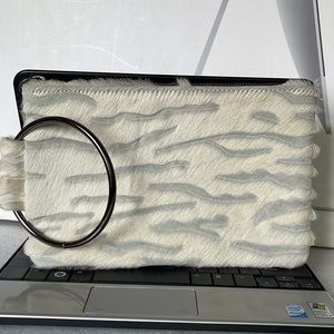 DeGroot Soirée Wrist In Hair On The Hide Metal Ring handle Fully Lined Clutch